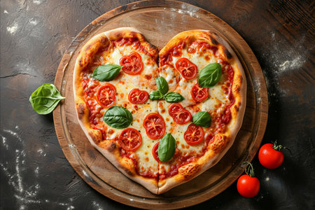 Valentines day heart shaped pizza. Romantic mealの素材