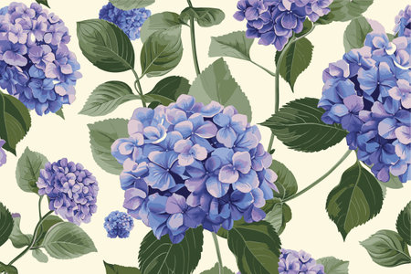 Hydrangea flower background. Floral botanical pattern for decorative designsの素材
