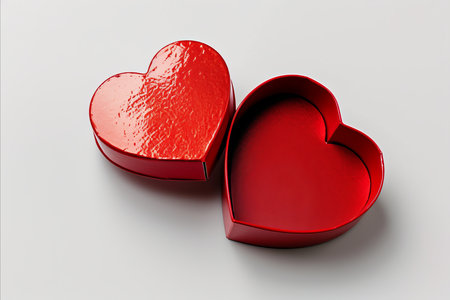 overhead view of an empty heart shaped box. Valentines day gift boxの素材