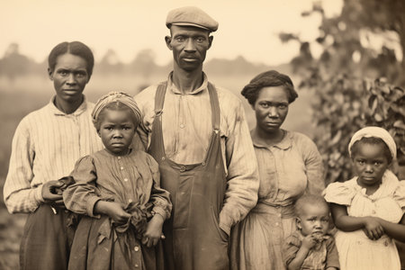Portrait of a cotton plantation slave familyの素材