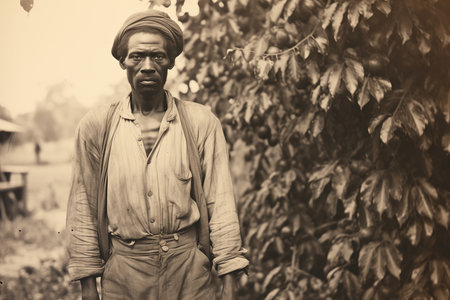 Portrait of a cotton plantation slave workerの素材