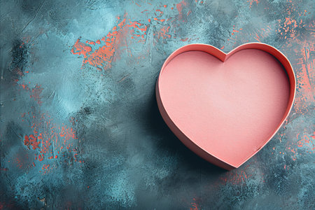overhead view of an empty heart shaped box. Valentines day gift boxの素材