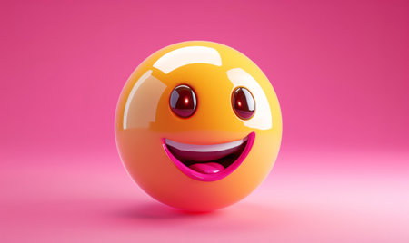 cute happy emoji social media character. Online chat reaction symbolの素材