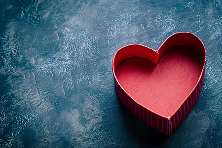 overhead view of an empty heart shaped box. Valentines day gift boxの素材