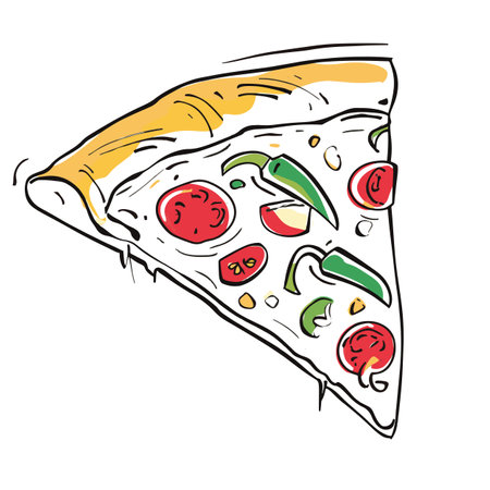 hand drawn line art illustration style of a classic italian pizzaの素材