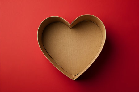 overhead view of an empty heart shaped box. Valentines day gift boxの素材
