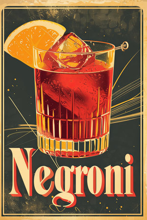 Vintage negroni cocktail drink posterの素材