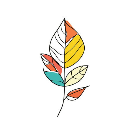 Elegant line drawing of a floral leaf. Illustration for invites and cardsの素材