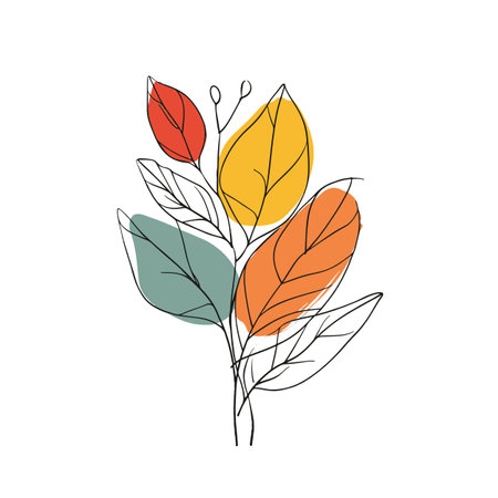 Elegant line drawing of a floral leaf. Illustration for invites and cardsの素材