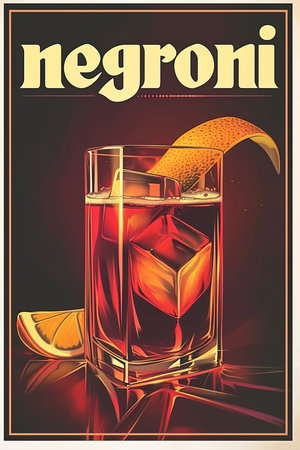 Vintage negroni cocktail drink posterの素材