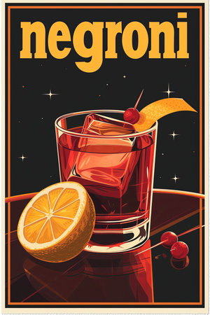 Vintage negroni cocktail drink posterの素材