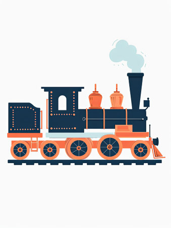 Cute simple steam train. Child poster Wall artの素材