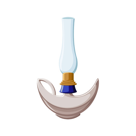 Ceramic aladdin gas lamp isolated over white background. Turkish souvenir.のイラスト素材