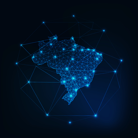 Brazil map outline with stars and lines abstract framework.のイラスト素材