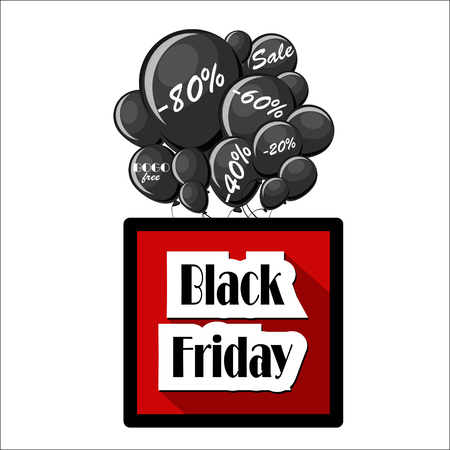 Black Friday sale concept with black balloonsのイラスト素材