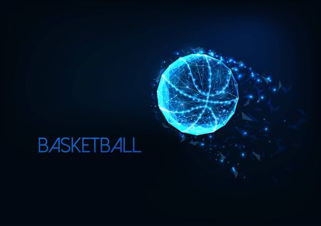 Futuristic glowing low polygonal basketball ballのイラスト素材