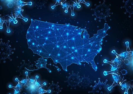 Futuristic covid-19 coronavirus Pandemic in the United states of America conceptのイラスト素材