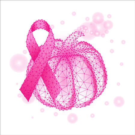 Breast cancer awareness month concept with pumpkin and pink ribbonのイラスト素材