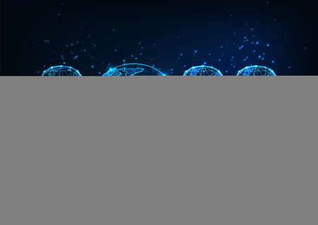 Futuristic New Year digital web banner template with glowing low polygonal 2022 number and planet...