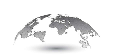 Abstract map of world, planet Earth map in black on white backgound. Global network conceptのイラスト素材
