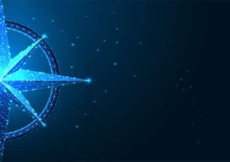 Compass as a metaphor of strategy, direction, business principles and goals concept banner on blueのイラスト素材