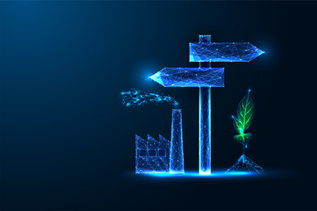 Sustainable future choice concept vector illustration. ESG and environmental responsibility.のイラスト素材