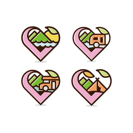 Caravan Camping Icon Setのイラスト素材