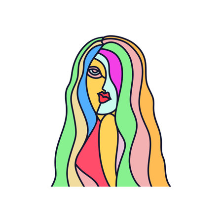 Abstract Portrait Woman Illustrationのイラスト素材