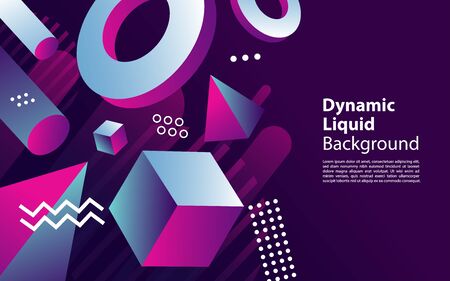 Abstract background with gradient geometric elements with 3d shape. Graphic design element.のイラスト素材