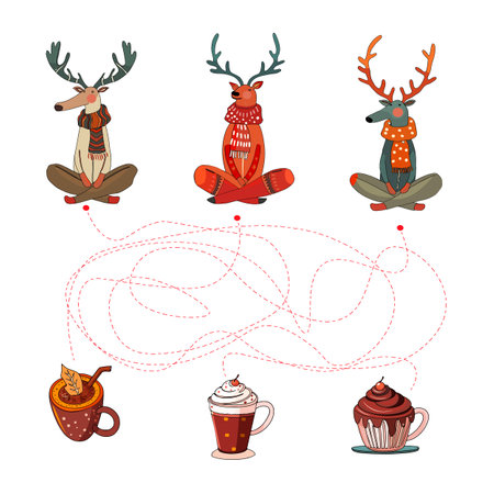 Reindeer Maze Activityのイラスト素材