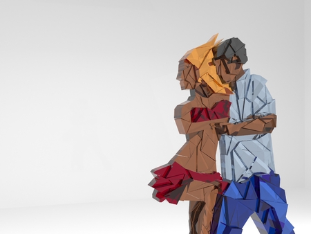 Illustration of dancing pair. Glass silhouette. 3d renderingの写真素材