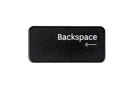 Black backspace button closeup on white backgroundの写真素材