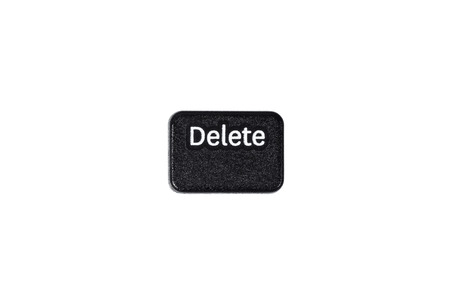Black delete button closeup on white backgroundの写真素材