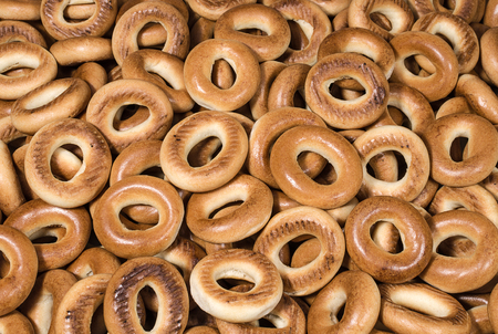 Small baked bagels backgroundの写真素材