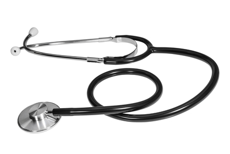 Medical stethoscope on white surfaceの写真素材