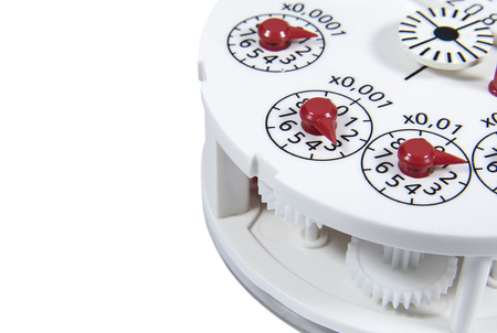 Mechanism of metering device on white background