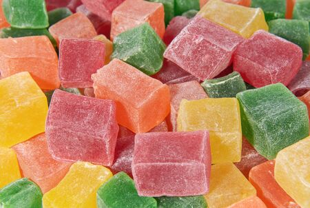 Colored cubes of oriental sweetness turkish delight. Sweet food and dessertsの写真素材