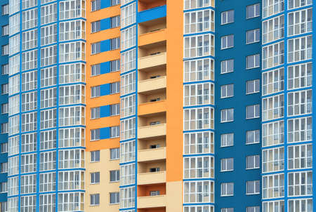 New high-rise building painted in different colors. Building and architectureの写真素材