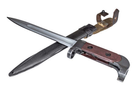 Bayonet with scabbard for AK47 assault rifle. Weapons and military ammunitionの写真素材