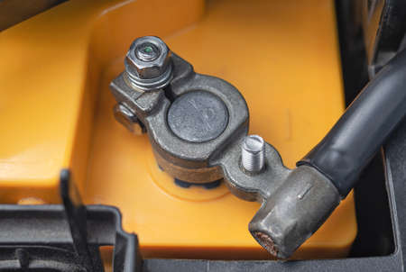Lead terminal of a car battery. auto parts and accessoriesの写真素材