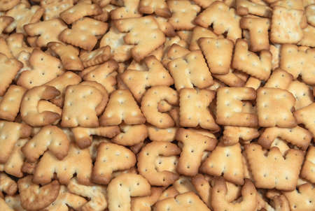 Crunchy alphabet crackers background. bakery productsの写真素材