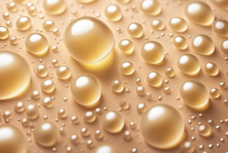 Bubbles and spherical drops of cream color. Abstract backgrounds and texturesの素材