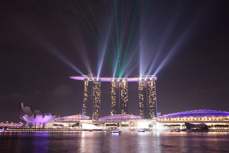Singapore city skyline at nightのeditorial素材