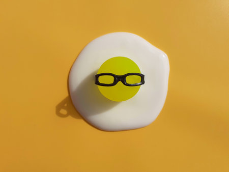 Creative funny composition with Easter egg with sunglasses on yellow background. Minimal spring or...