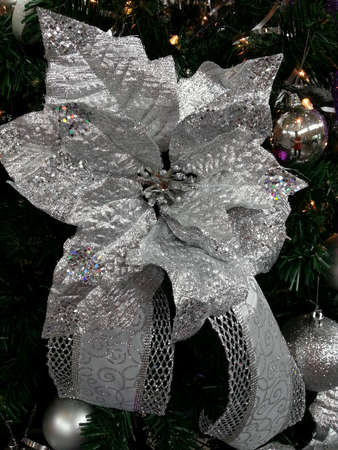 Christmas tree with snow ornamentsの素材