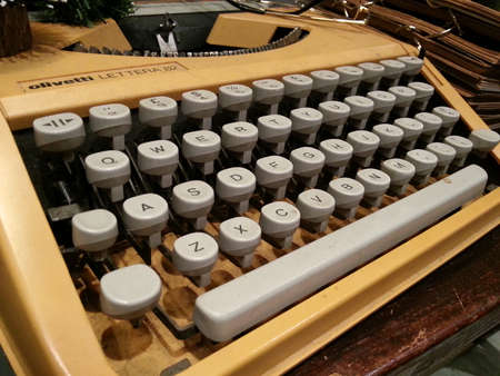 Close up photo of antique typewriter keys, shallow focusのeditorial素材