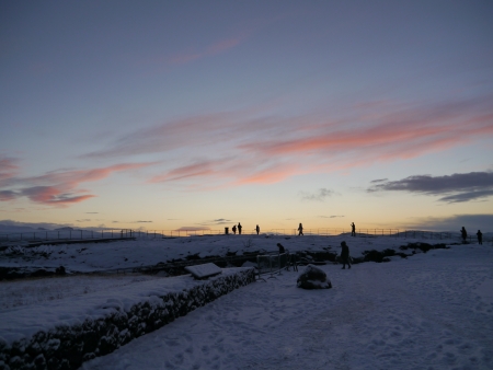 Sunset and snow, Iceland, Northern Europeの写真素材