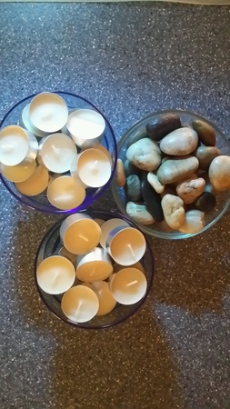 Bowl of aromatic candles and aquarium stoneの素材