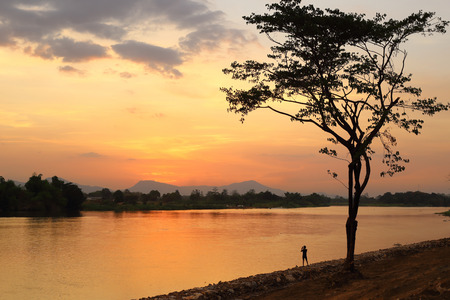 Thailand sunset at riverの写真素材