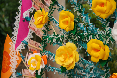 Paper flowers in Northern Thailandの写真素材